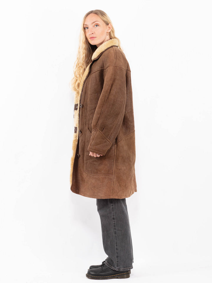 Vintage 90's Women Sheepskin Coat in BrownA0611