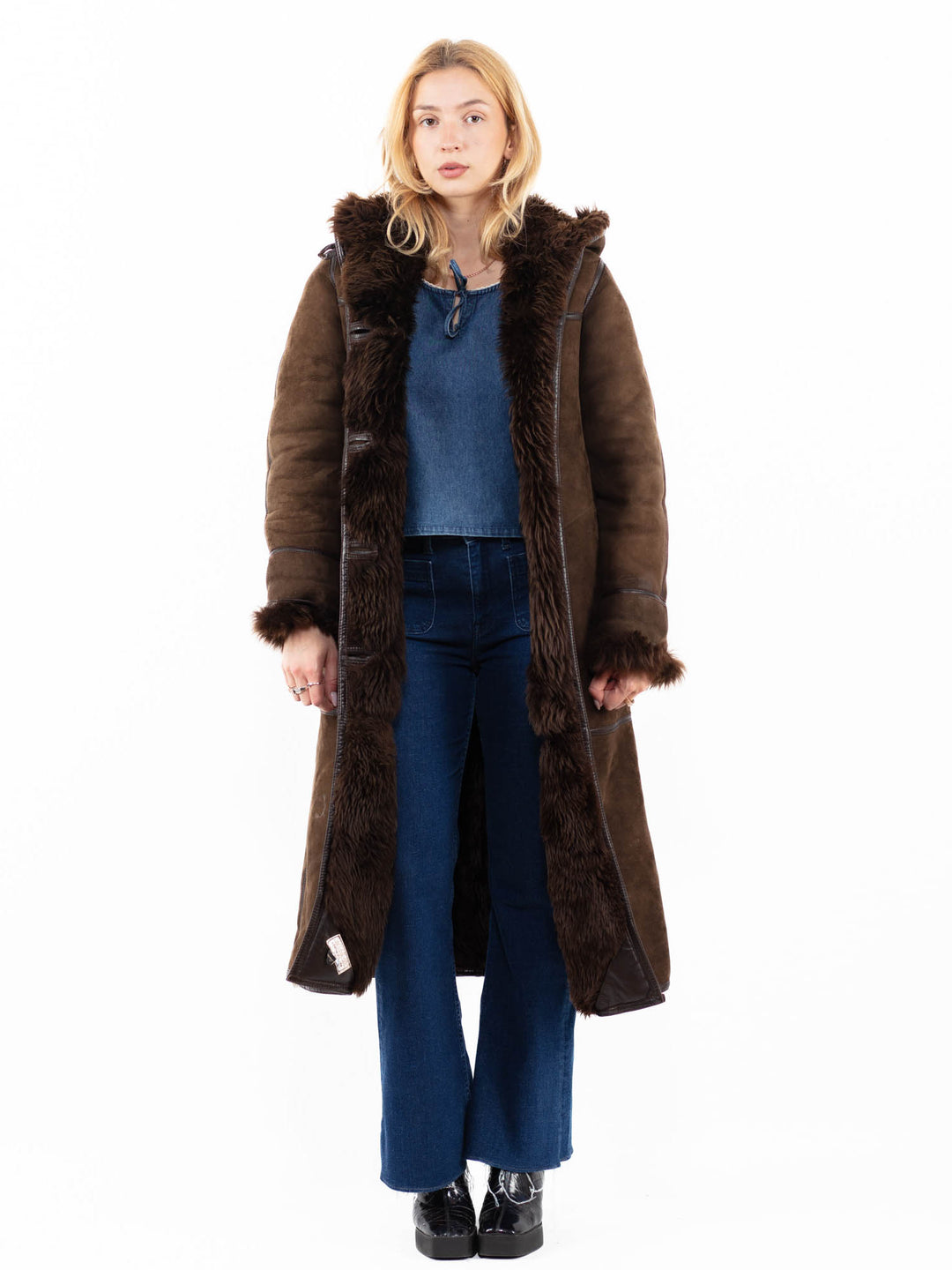 Vintage 90's Women Sheepskin Coat in BrownA0057