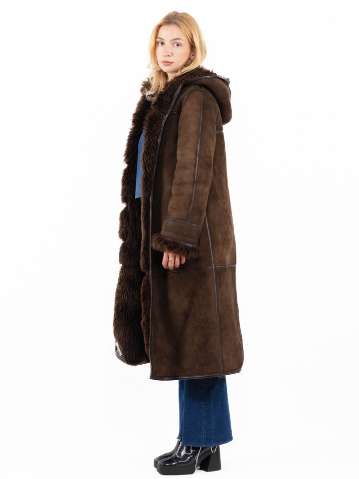 Vintage 90's Women Sheepskin Coat in BrownA0057