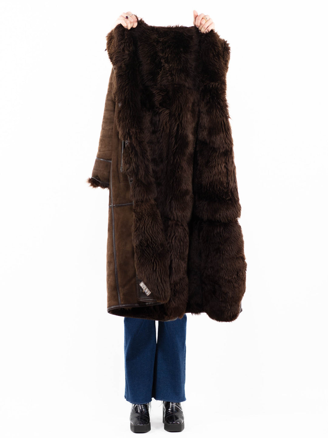 Vintage 90's Women Sheepskin Coat in BrownA0057