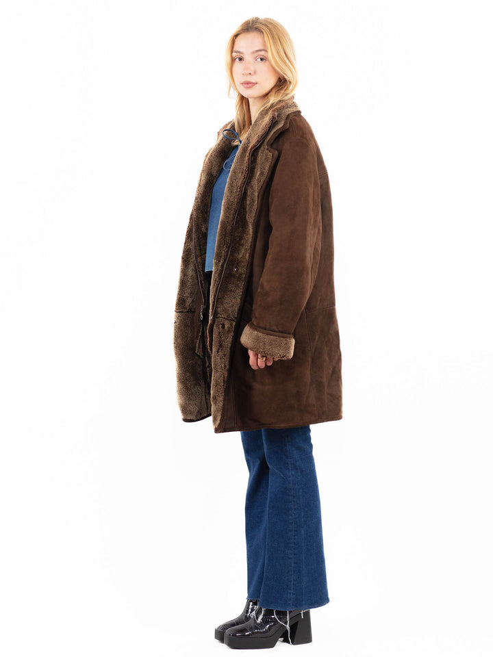 Vintage 90's Women Sheepskin Coat in BrownA0058