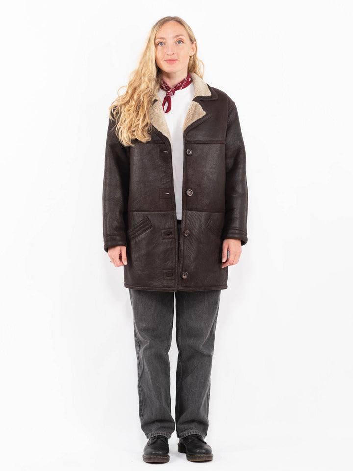 Vintage 90's Women Sheepskin Coat in BrownA0613
