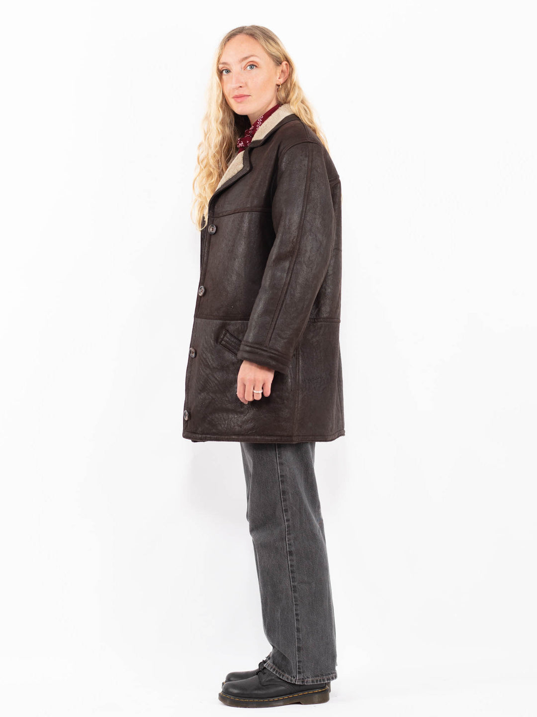 Vintage 90's Women Sheepskin Coat in BrownA0613