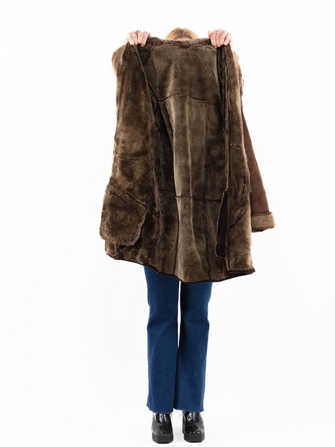 Vintage 90's Women Sheepskin Coat in BrownA0058