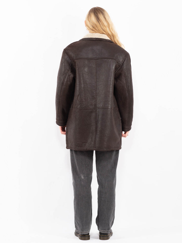 Vintage 90's Women Sheepskin Coat in BrownA0613