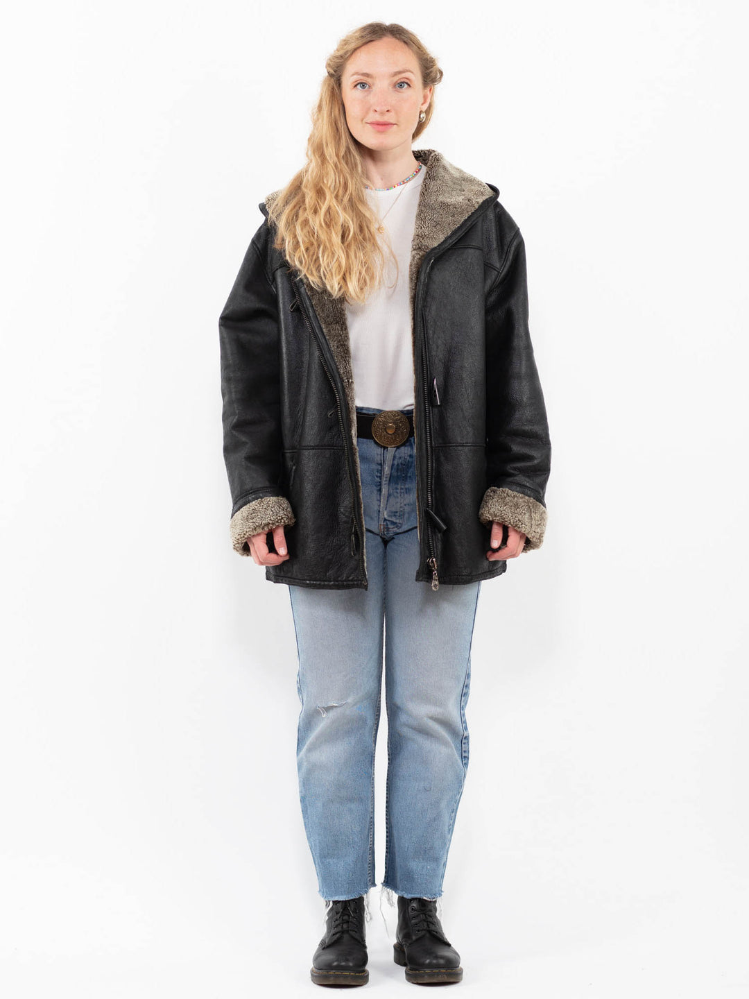 Vintage 90's Women Sheepskin in BlackA0269