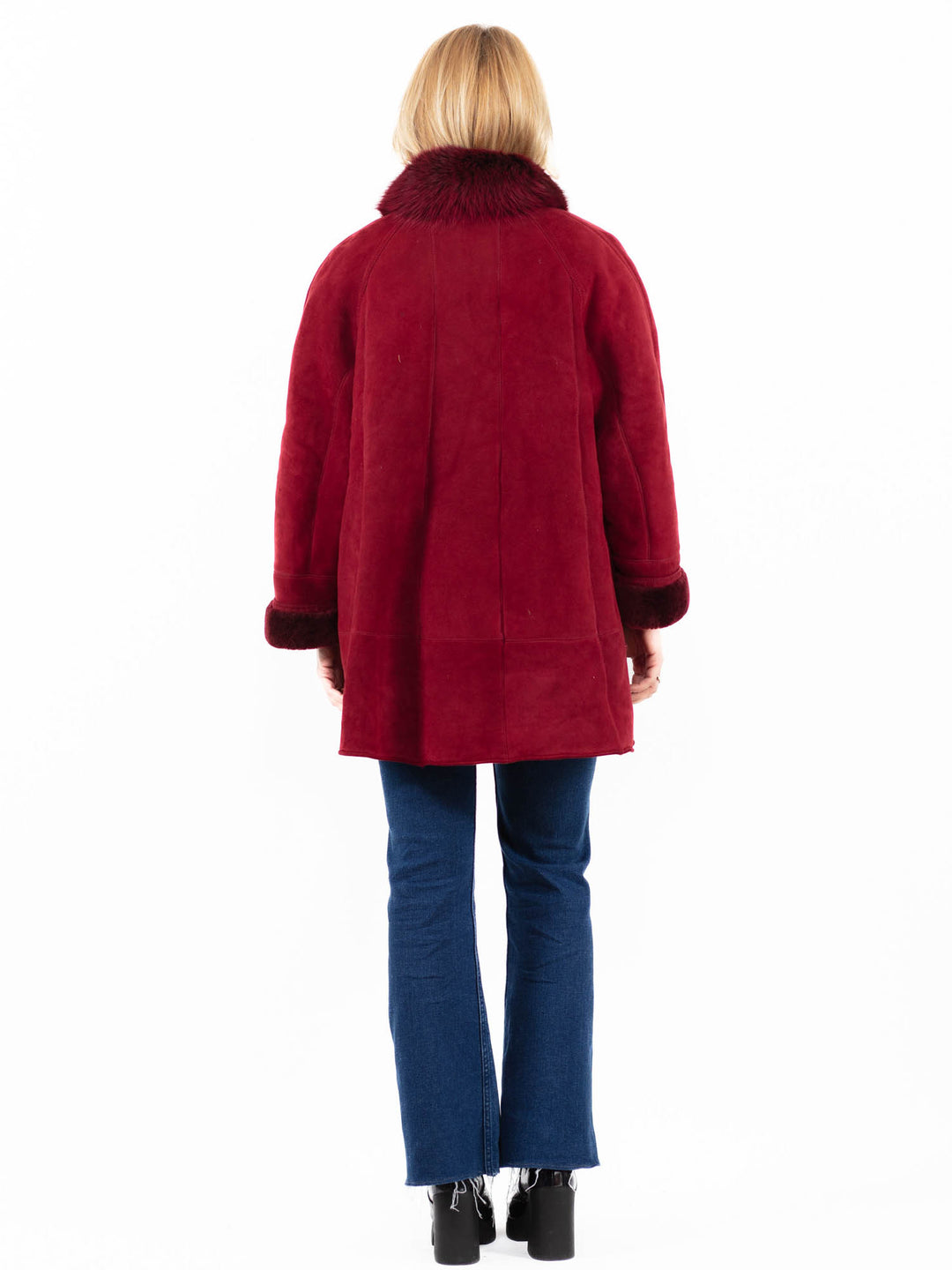 Vintage 90's Women Sheepskin Coat in RedA0060