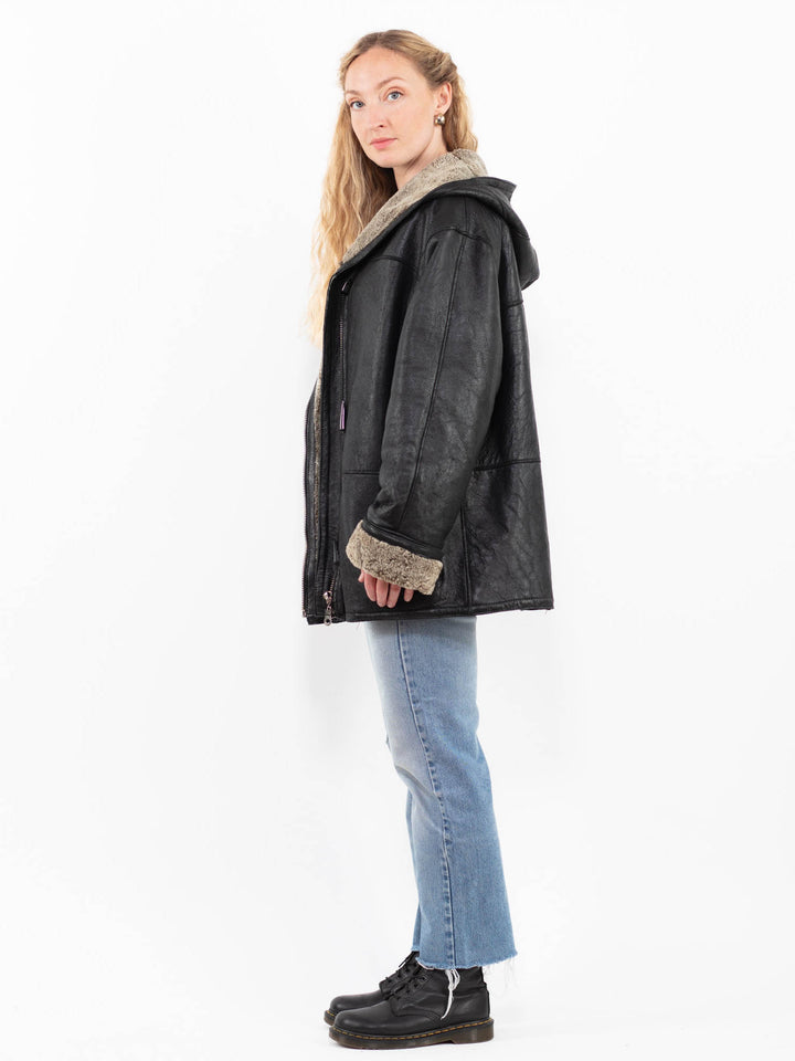 Vintage 90's Women Sheepskin in BlackA0269
