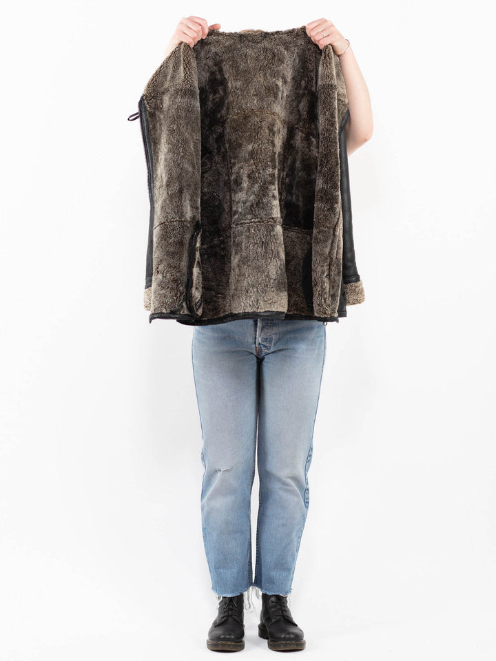 Vintage 90's Women Sheepskin in BlackA0269
