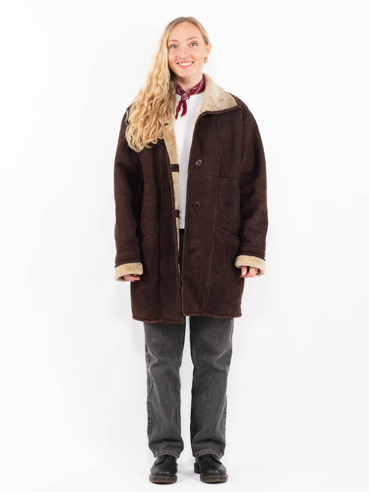 Vintage 90's Women Sheepskin Coat in BrownA0616