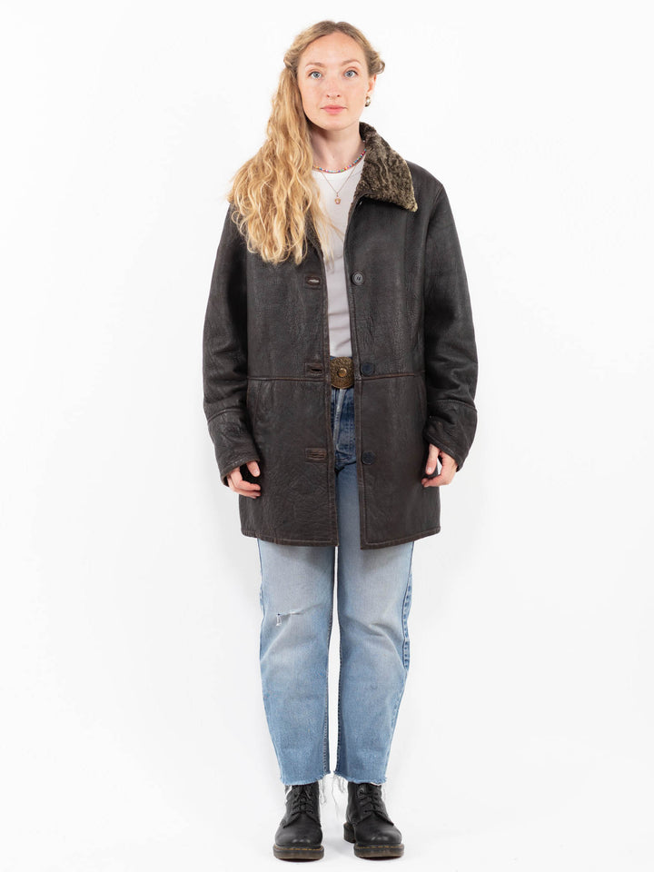 Vintage 90's Women Sheepskin Coat in BrownA0270