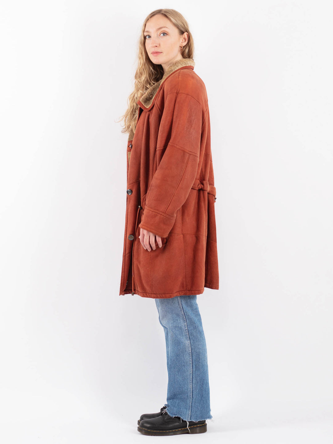 Vintage 90's Women Sheepskin Coat in BrownV9464