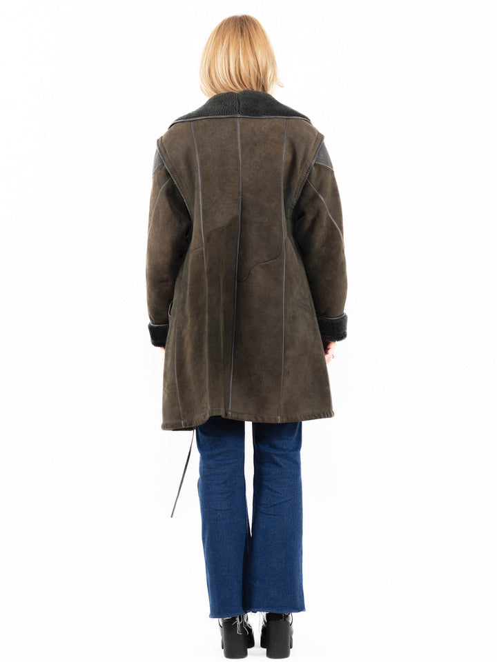 Vintage 90's Women Sheepskin Coat in GreenA0061
