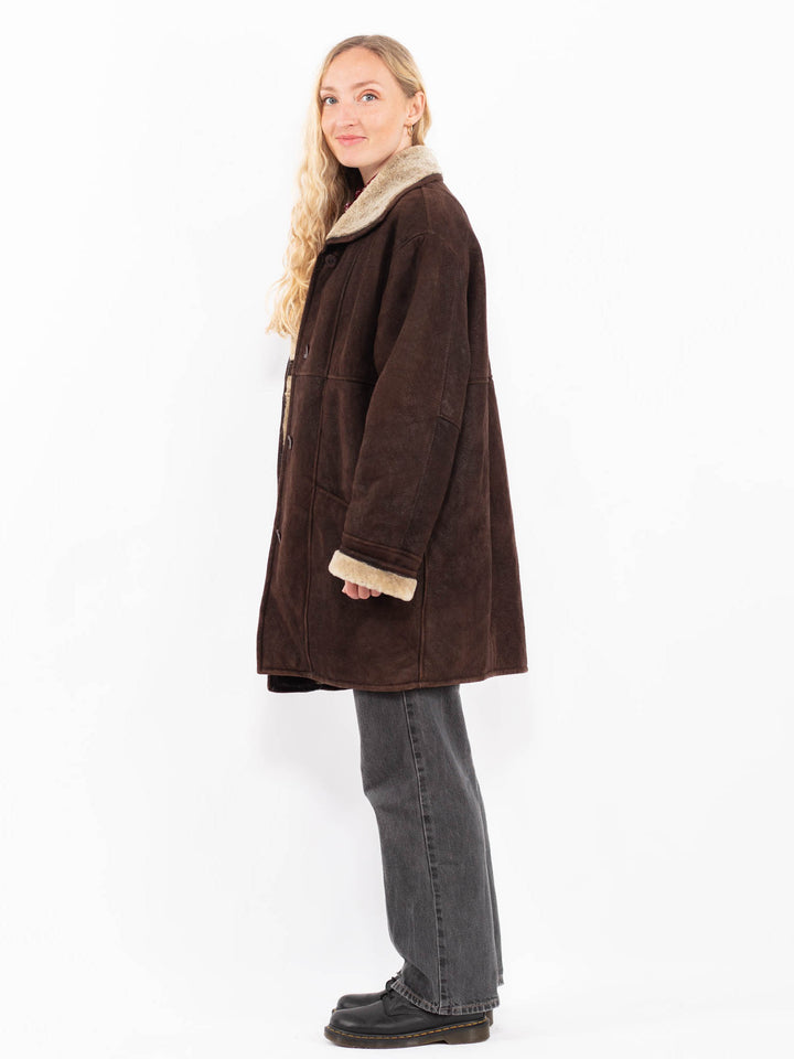 Vintage 90's Women Sheepskin Coat in BrownA0616