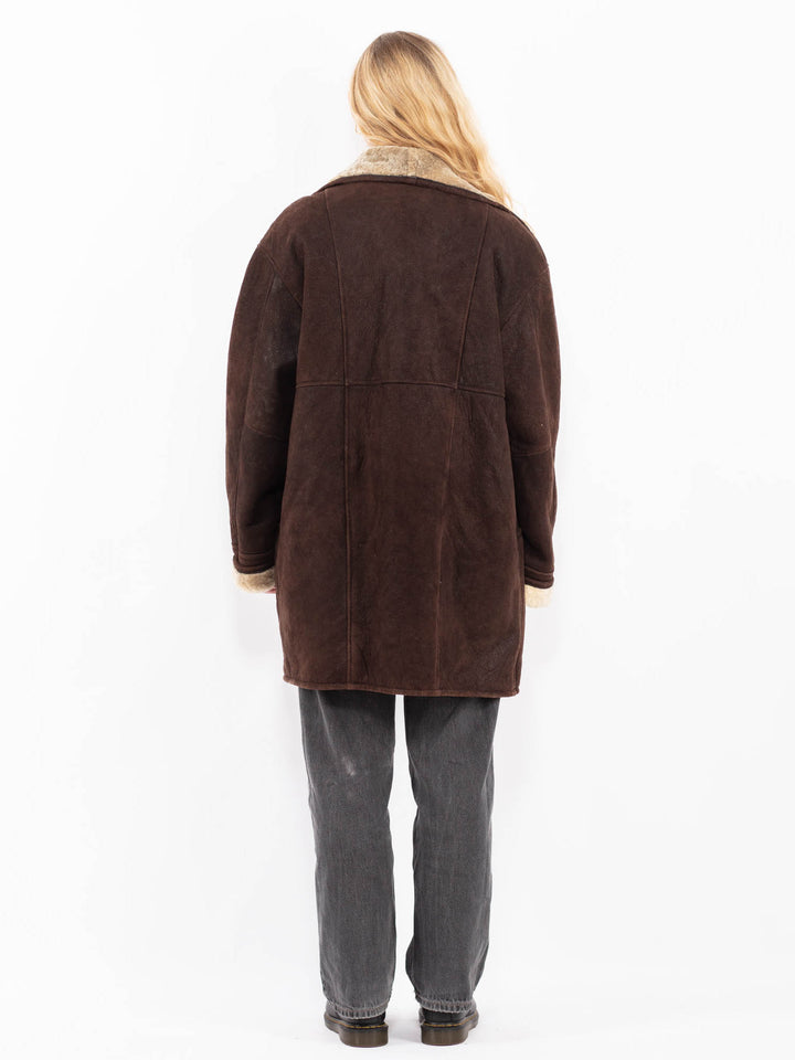 Vintage 90's Women Sheepskin Coat in BrownA0616