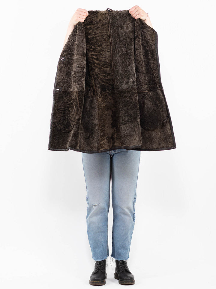 Vintage 90's Women Sheepskin Coat in BrownA0270