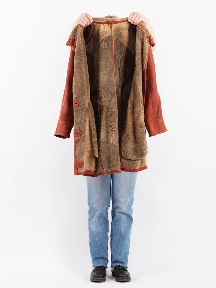 Vintage 90's Women Sheepskin Coat in BrownV9464