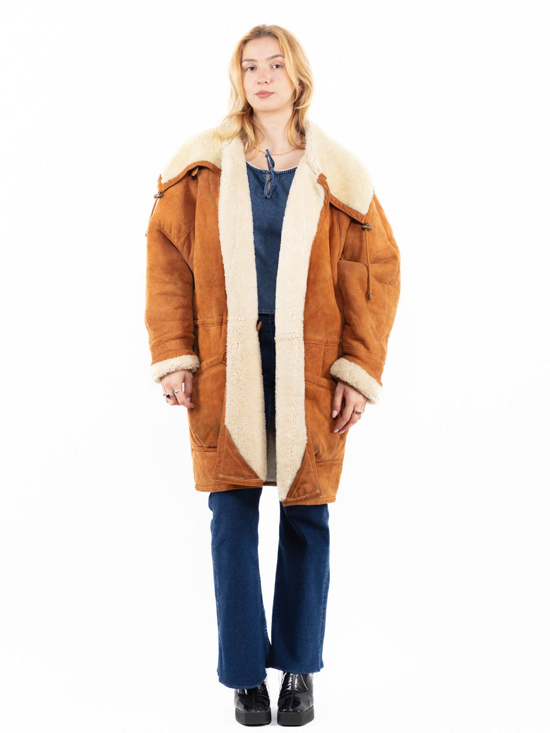 Vintage 90's Women Sheepskin Coat in BrownA0063