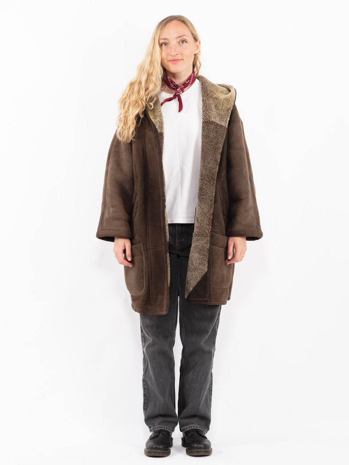 Vintage 90's Women Sheepskin Coat in BrownA0618