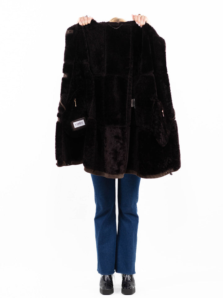 Vintage 90's Women Sheepskin Coat in BrownA0064