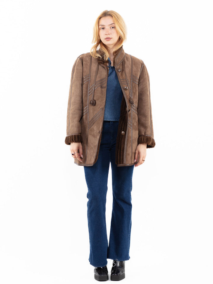 Vintage 90's Women Sheepskin Coat in BrownA0067