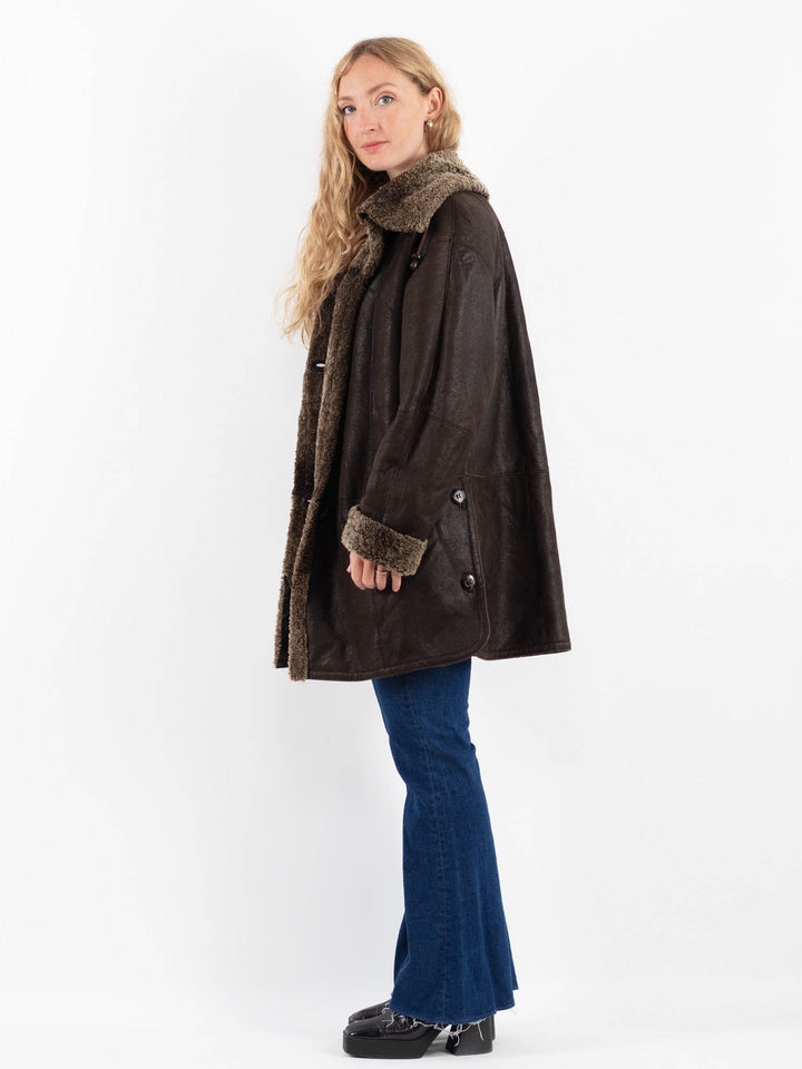 Vintage 90's Women Sheepskin Coat in BrownV9879