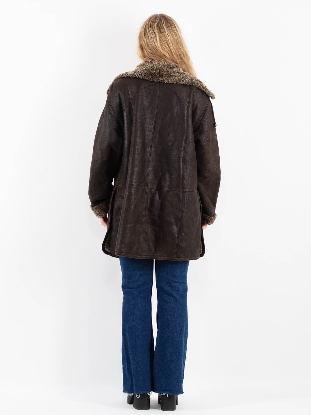 Vintage 90's Women Sheepskin Coat in BrownV9879