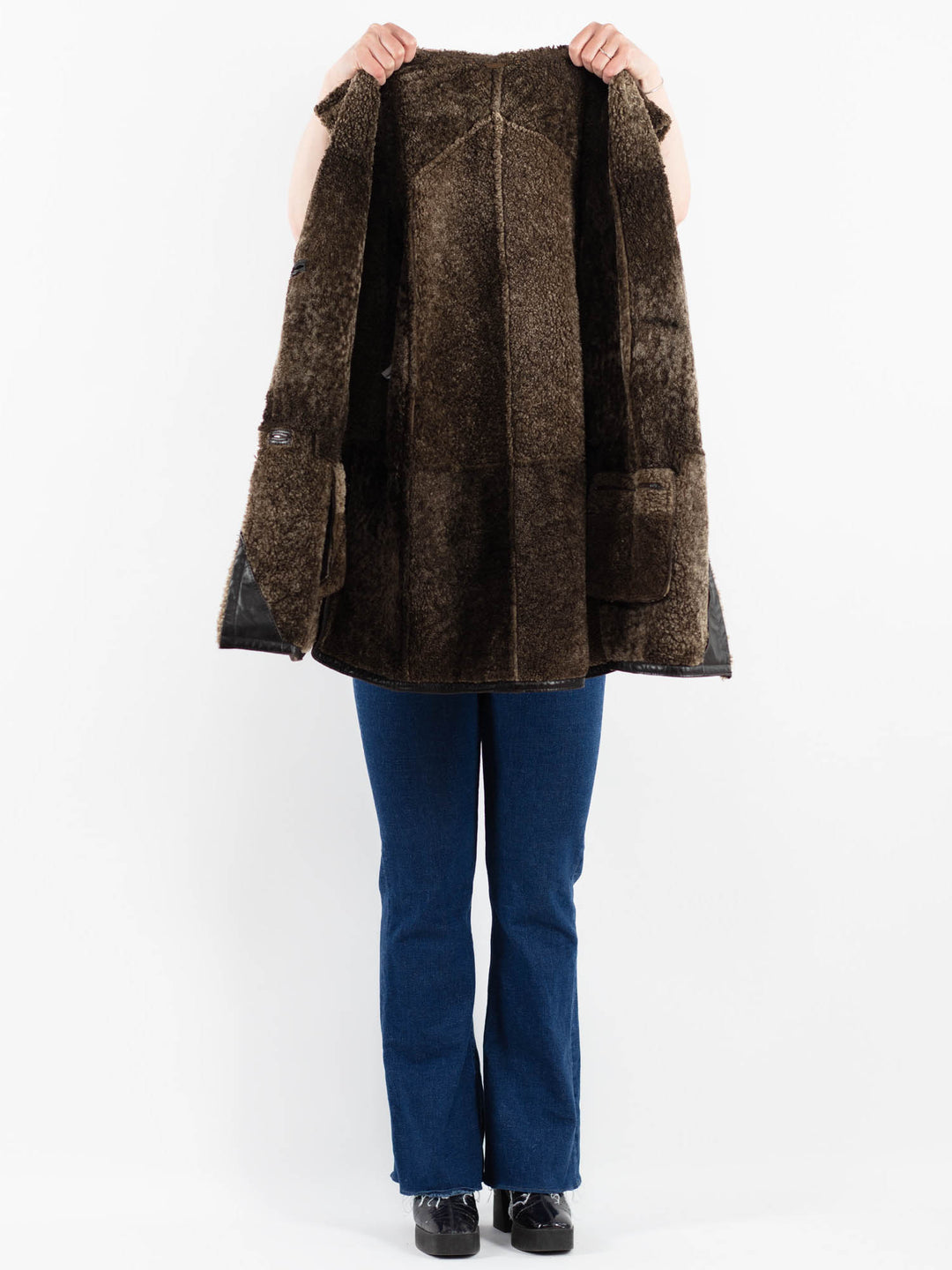 Vintage 90's Women Sheepskin Coat in BrownV9879