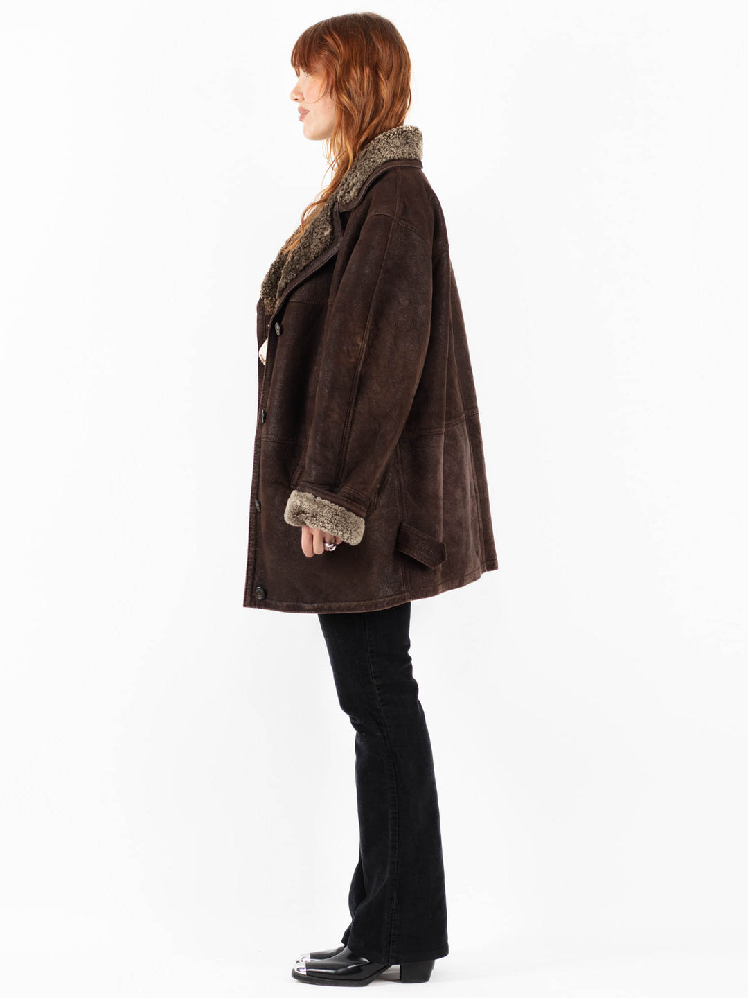 Vintage 90's Women Sheepskin Coat in BrownV9779