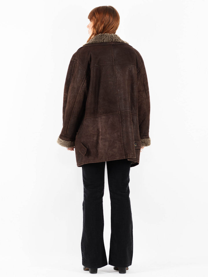Vintage 90's Women Sheepskin Coat in BrownV9779