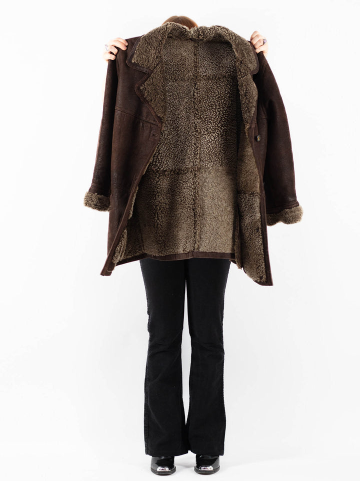 Vintage 90's Women Sheepskin Coat in BrownV9779