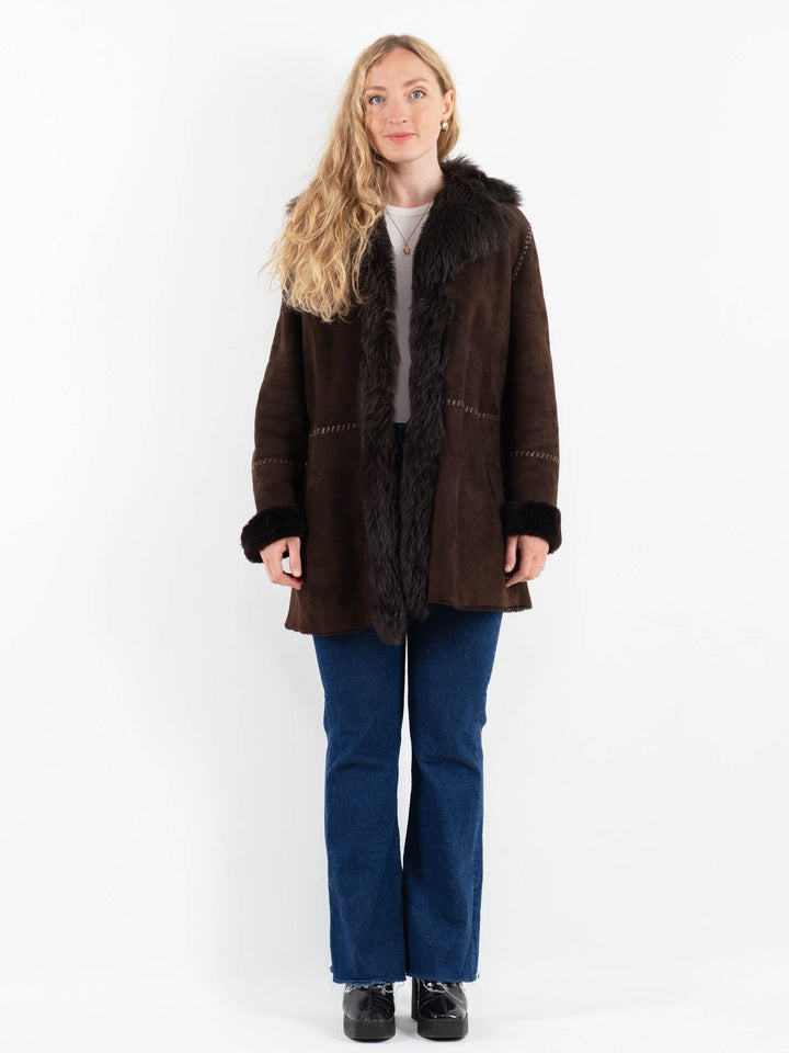 Vintage 90's Women Sheepskin Coat in BrownV9884