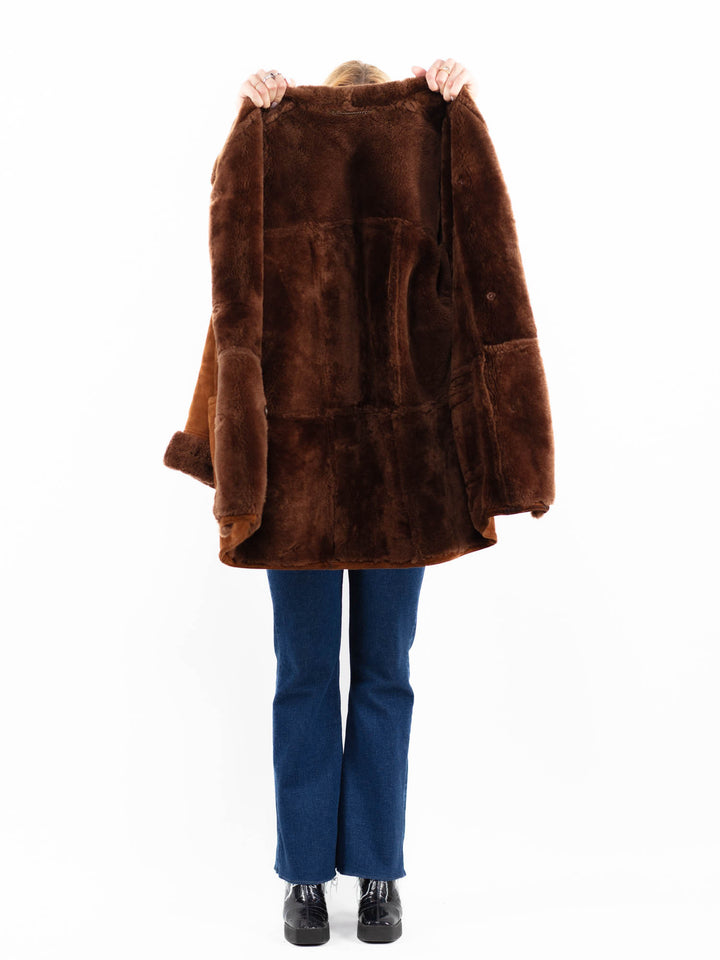 Vintage 90's Women Sheepskin Coat in BrownA0073