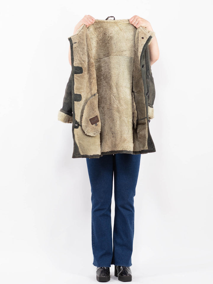 Vintage 90's Women Sheepskin Coat in GrayA0384