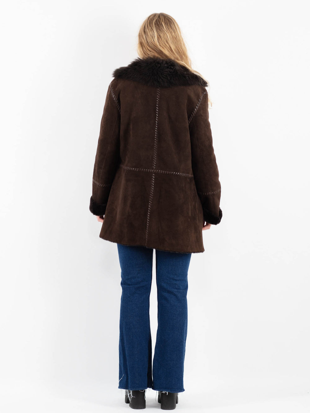 Vintage 90's Women Sheepskin Coat in BrownV9884