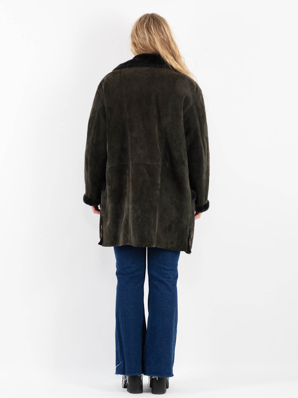 Vintage 90's Women Sheepskin Coat in GreenV9886