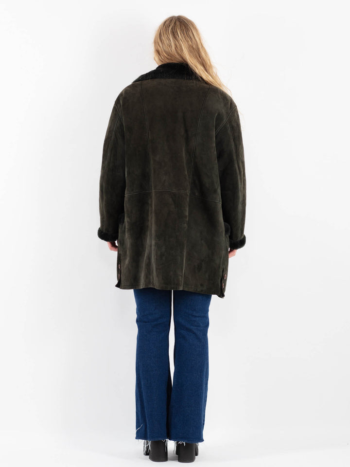 Vintage 90's Women Sheepskin Coat in GreenV9886