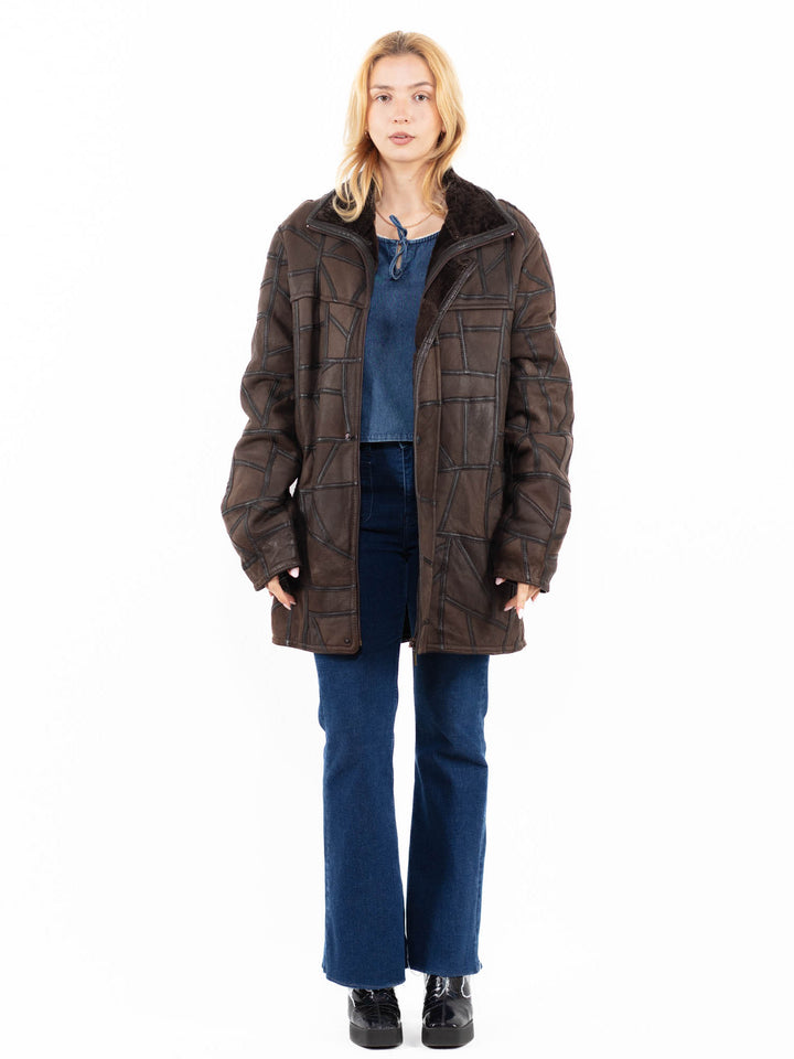 Vintage 90's Women Sheepskin Coat in BrownA0077