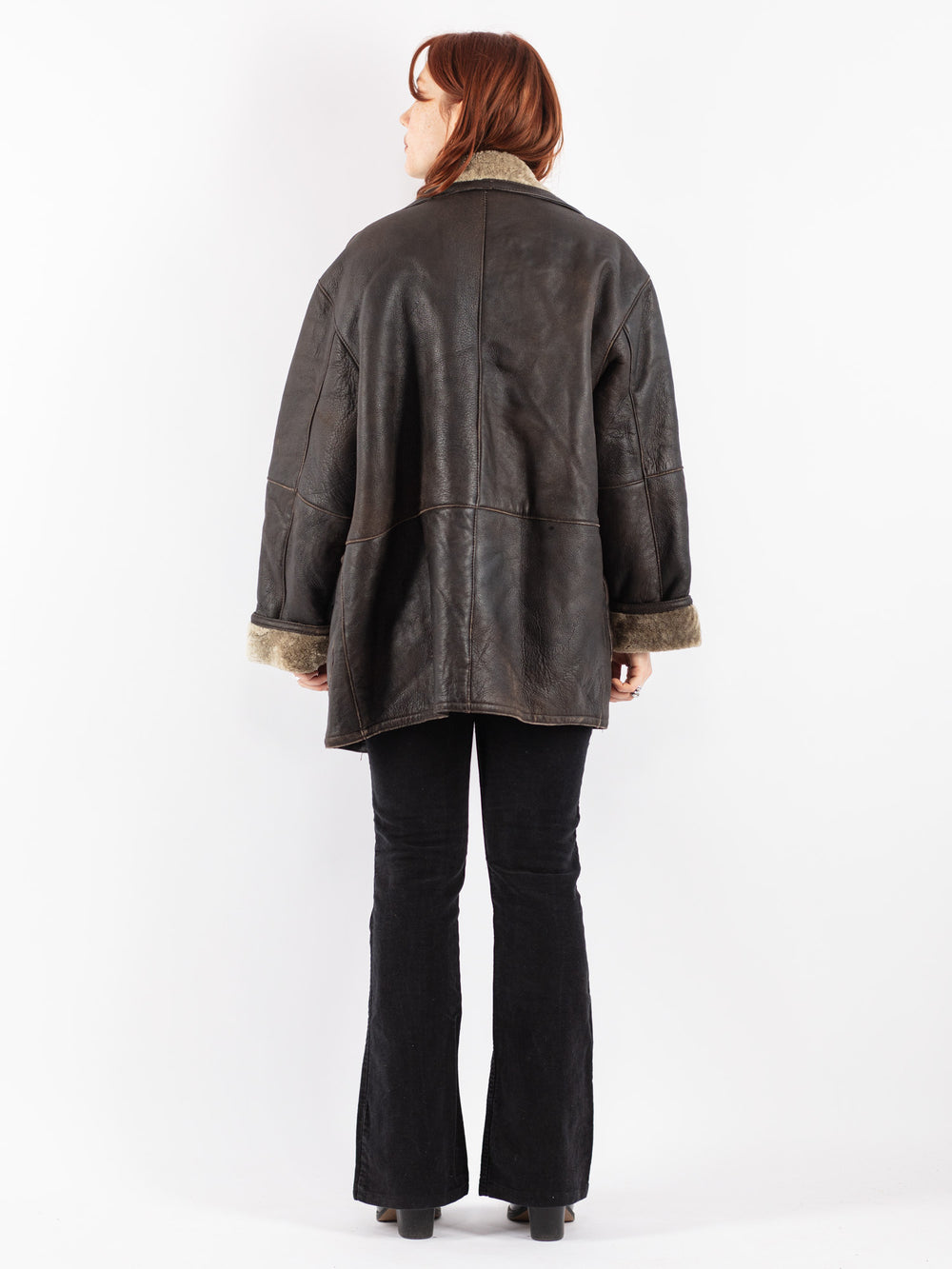 Vintage 90's Women Sheepskin Coat in Brown