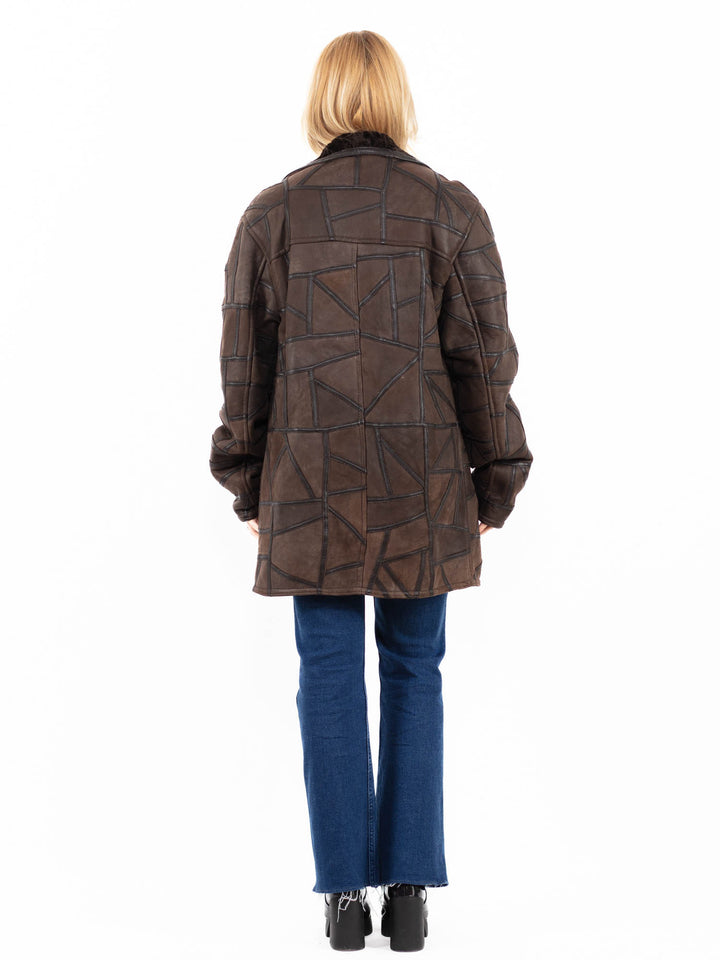 Vintage 90's Women Sheepskin Coat in BrownA0077