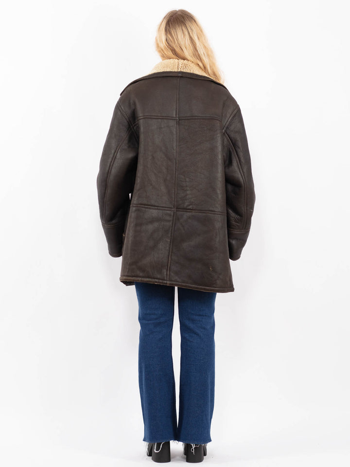 Vintage 90's Women Sheepskin Coat in BrownA0388