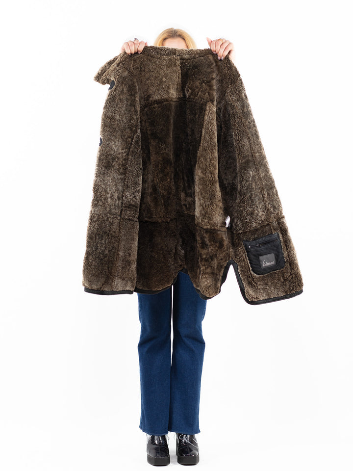 Vintage 90's Women Sheepskin Coat in BlackA0078