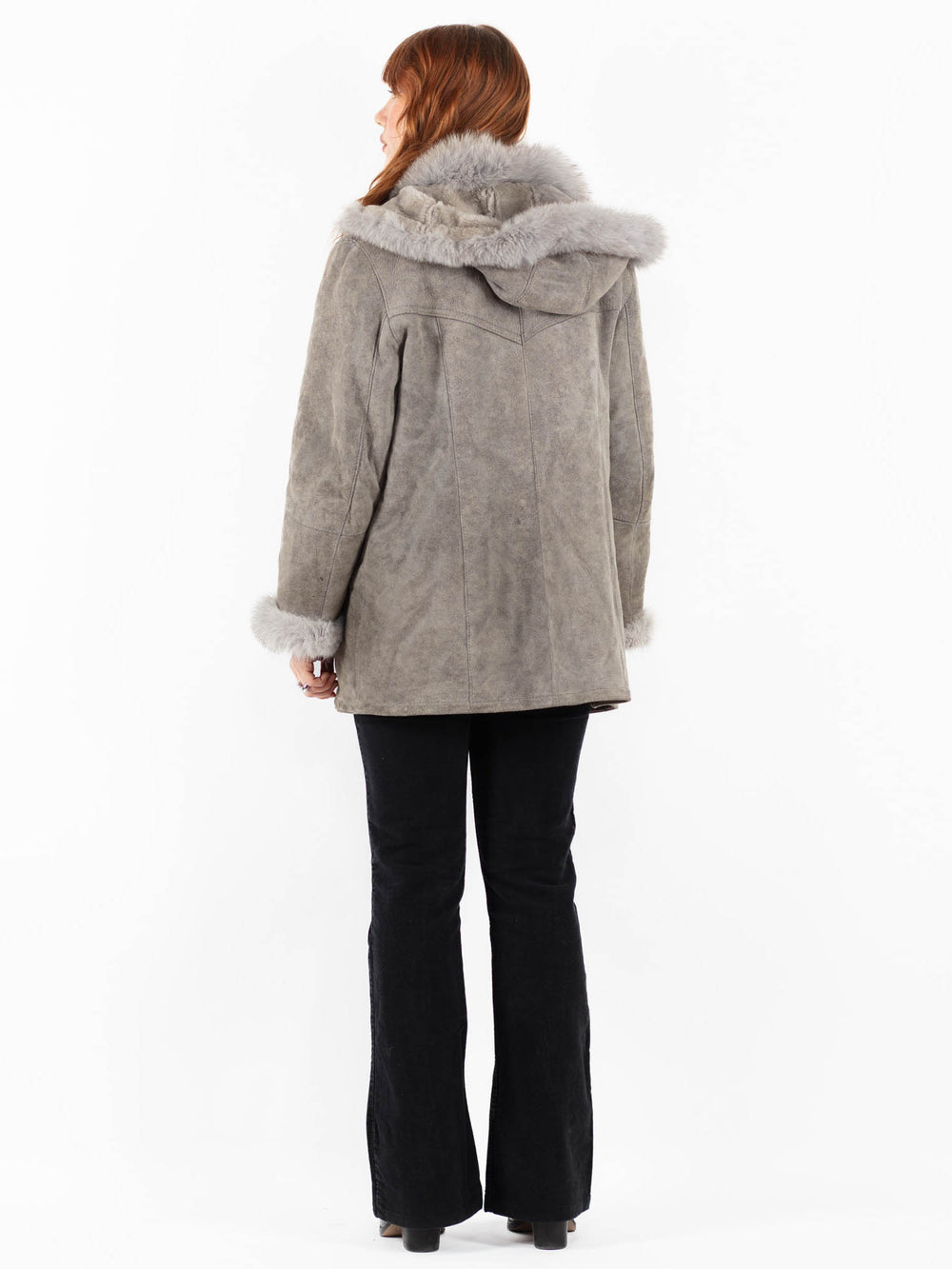 Vintage 90's Women Sheepskin Coat in GrayV9786