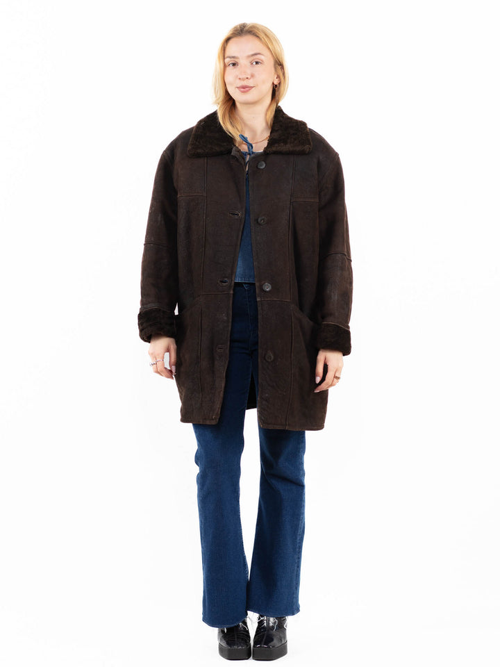 Vintage 90's Women Sheepskin Coat in BrownA0083