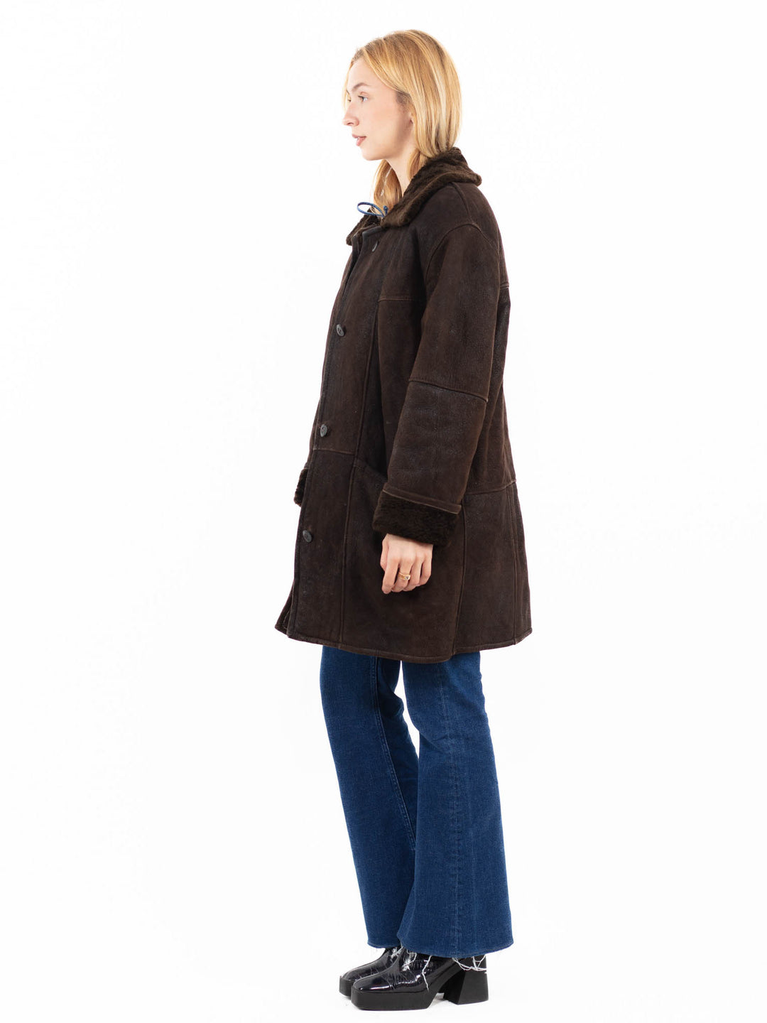 Vintage 90's Women Sheepskin Coat in BrownA0083