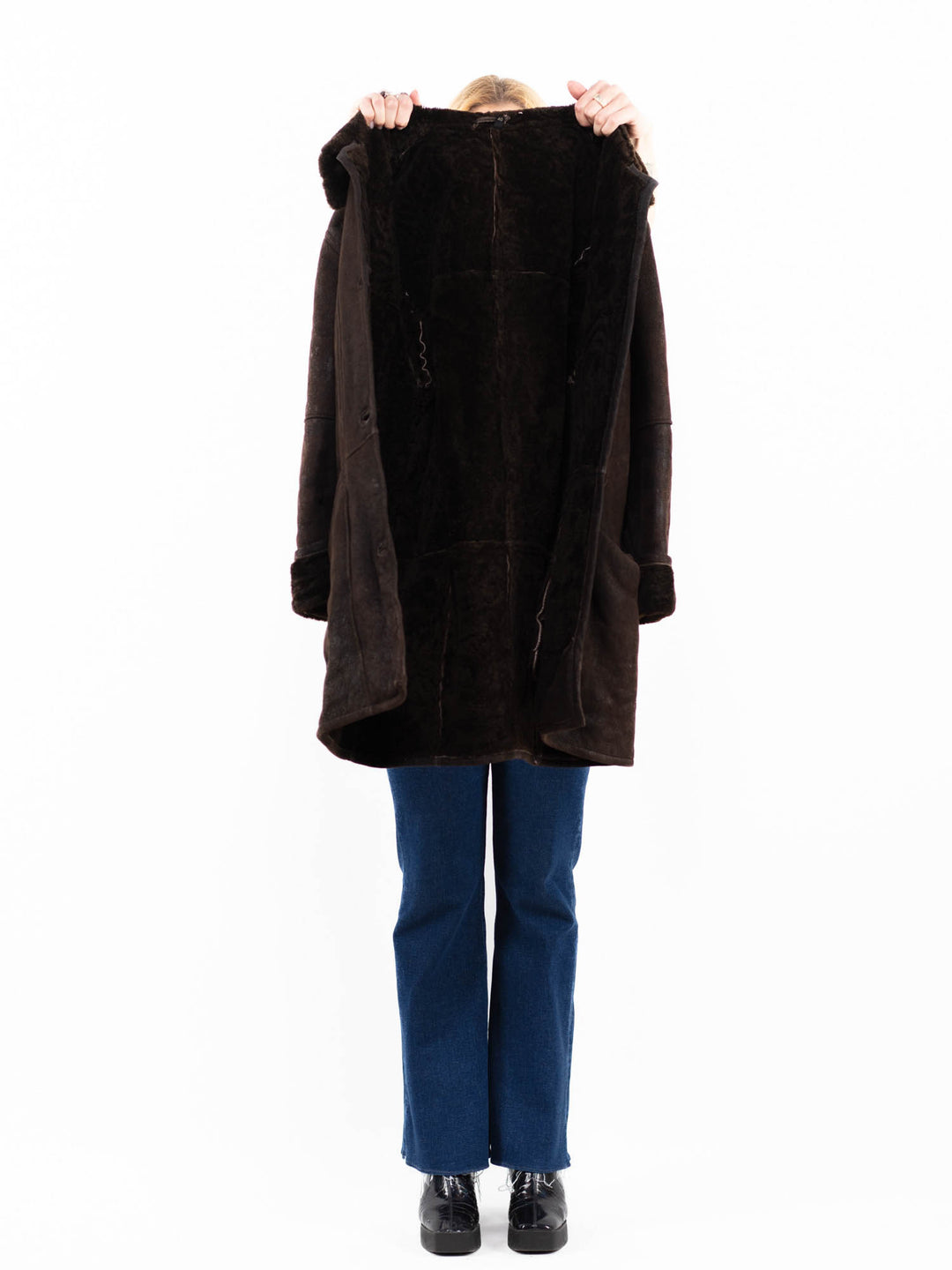 Vintage 90's Women Sheepskin Coat in BrownA0083