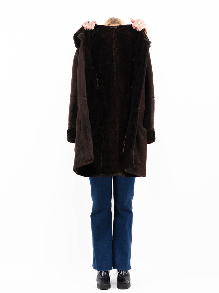 Vintage 90's Women Sheepskin Coat in BrownA0083