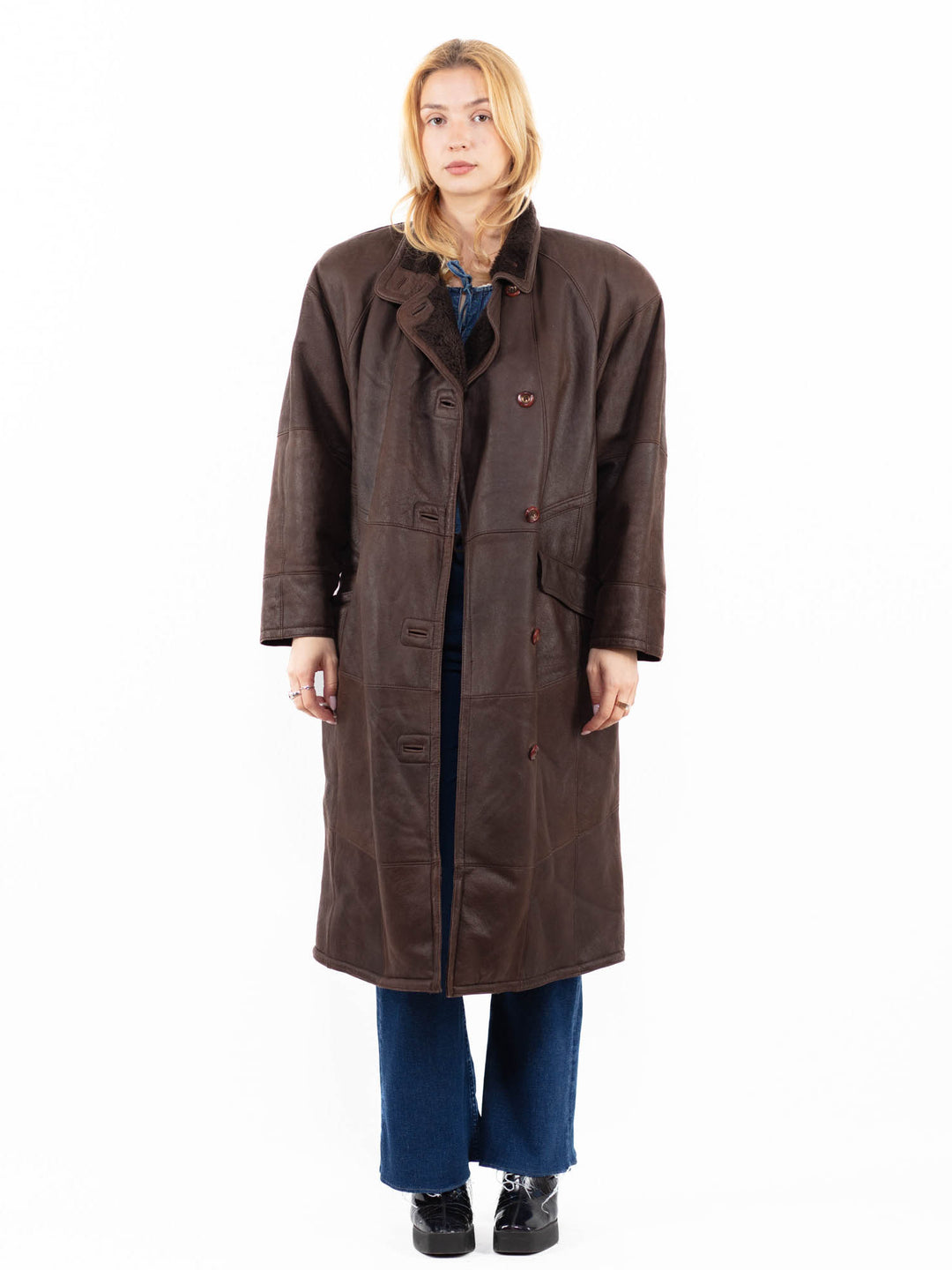 Vintage 90's Women Sheepskin Coat in BrownA0100