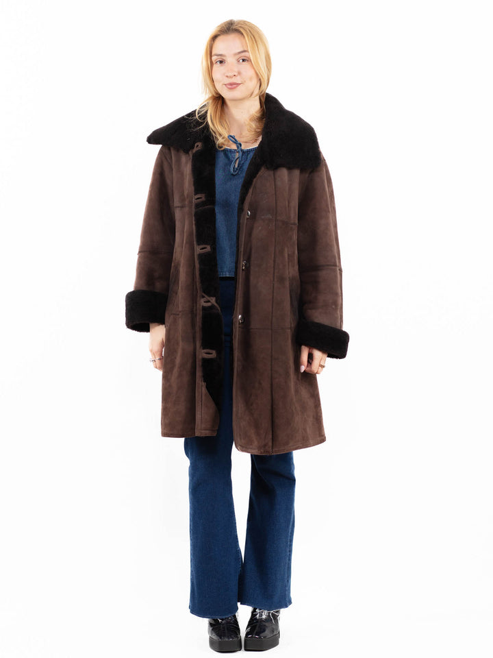 Vintage 90's Women Sheepskin Coat in BrownA0101