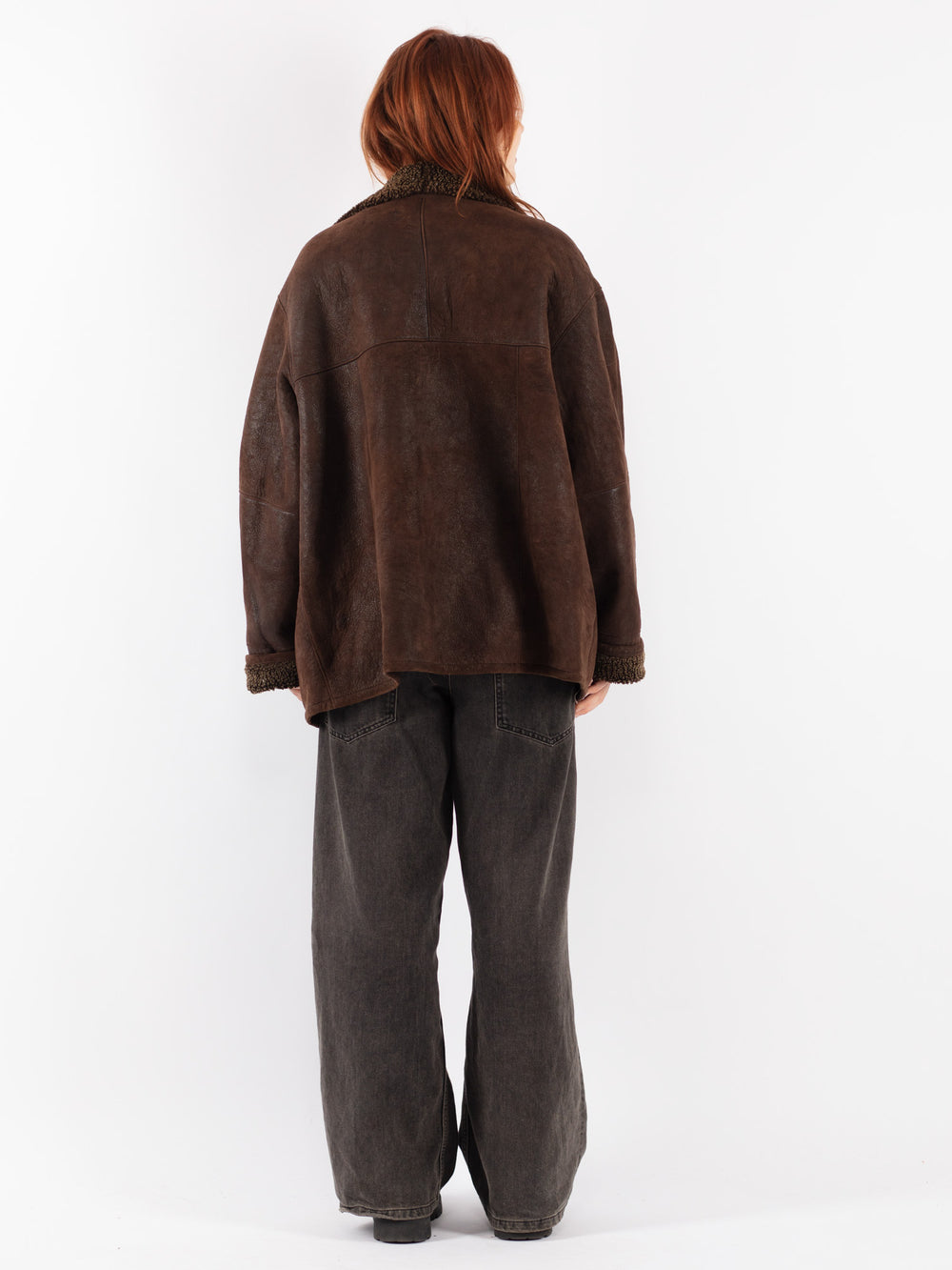Vintage 90's Women Sheepskin Coat in Brown